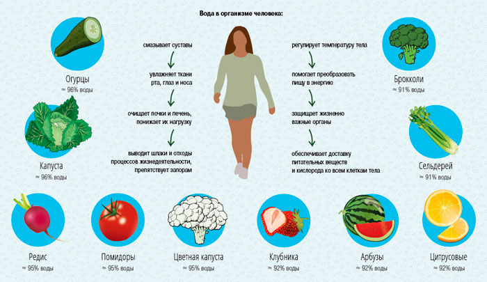 Продукты, содержащие много воды