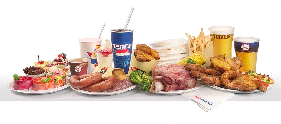 Вредные продукты (мясо, колбаса, пирожные, пиво, газировка)